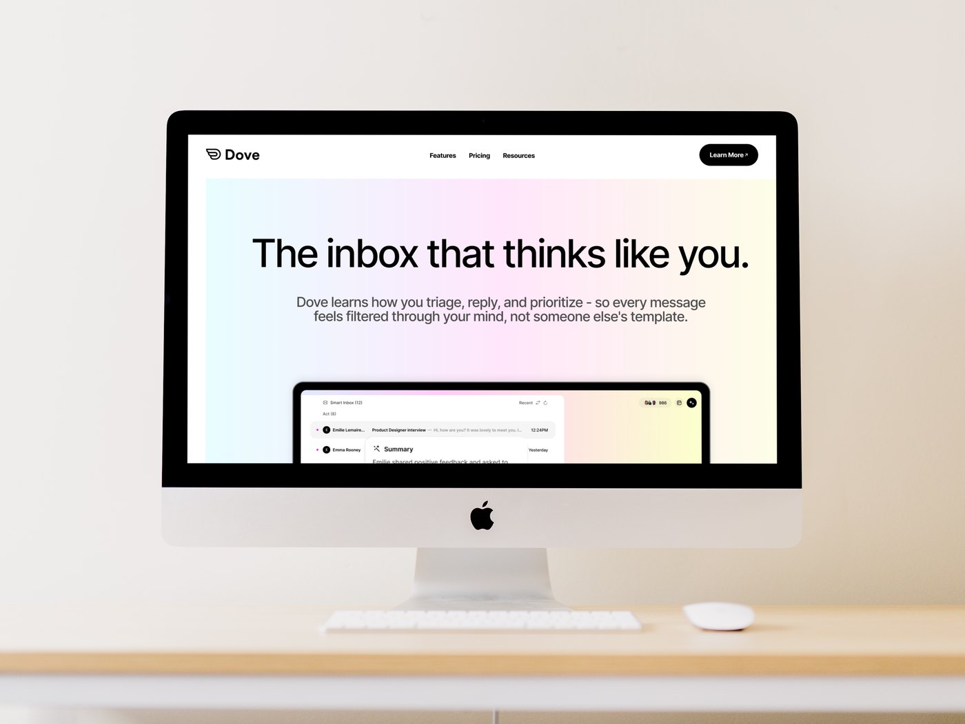 Dove landing page on an iMac