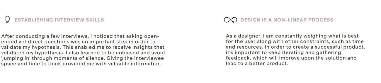 Key learnings: establishing interview skills and design as a non-linear process
