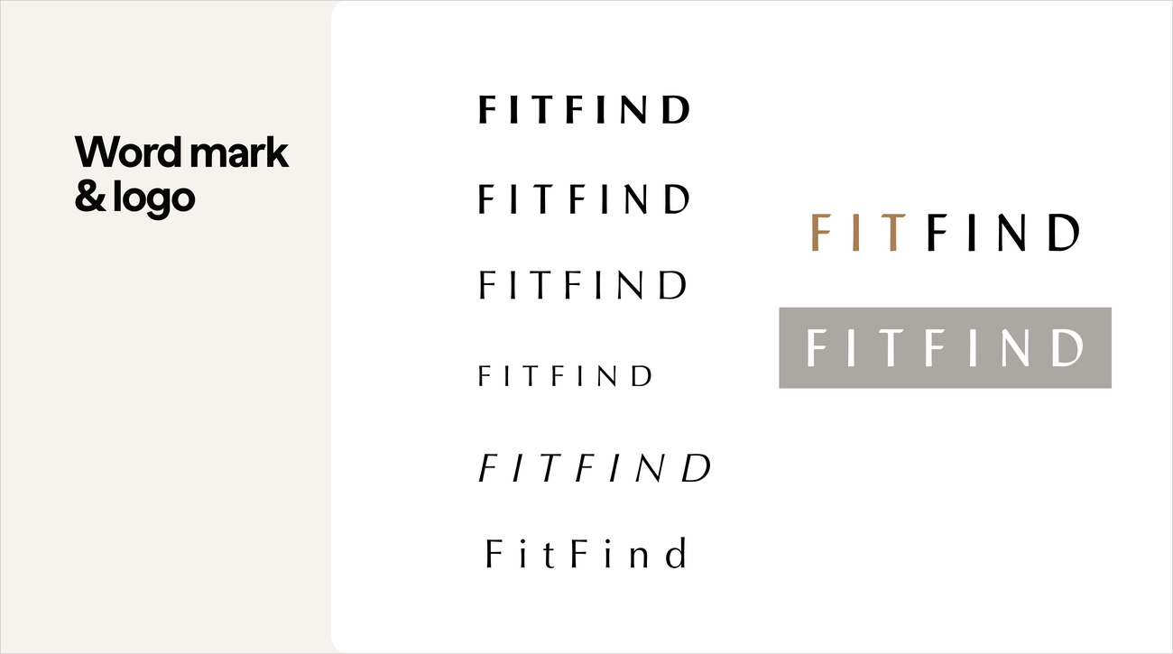 FITFIND wordmark explorations