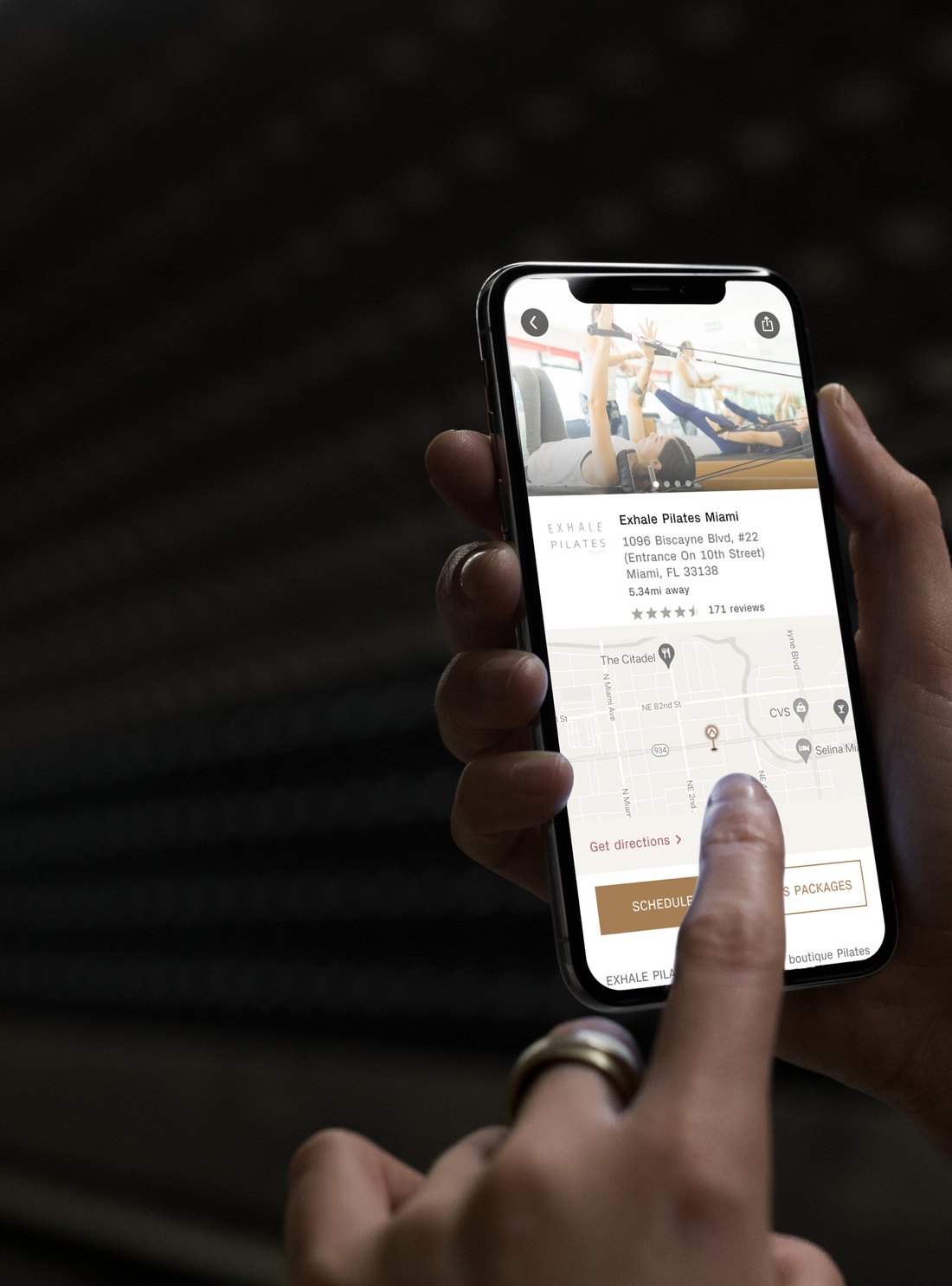 FITFIND app in use on a phone
