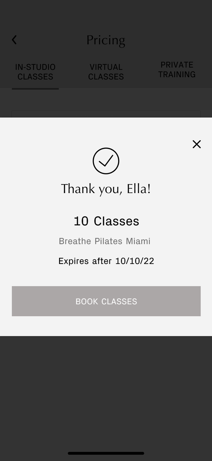 Greyscale class purchase confirmation