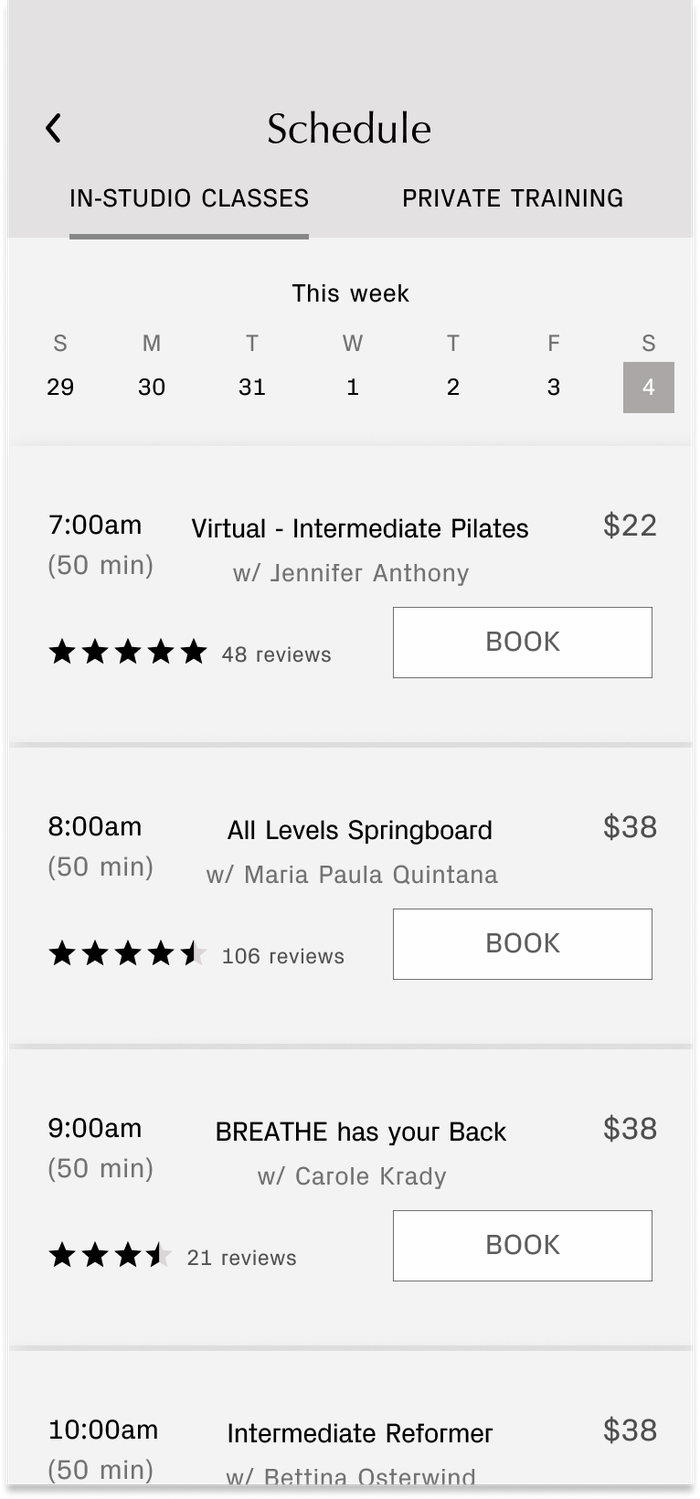 Greyscale schedule view