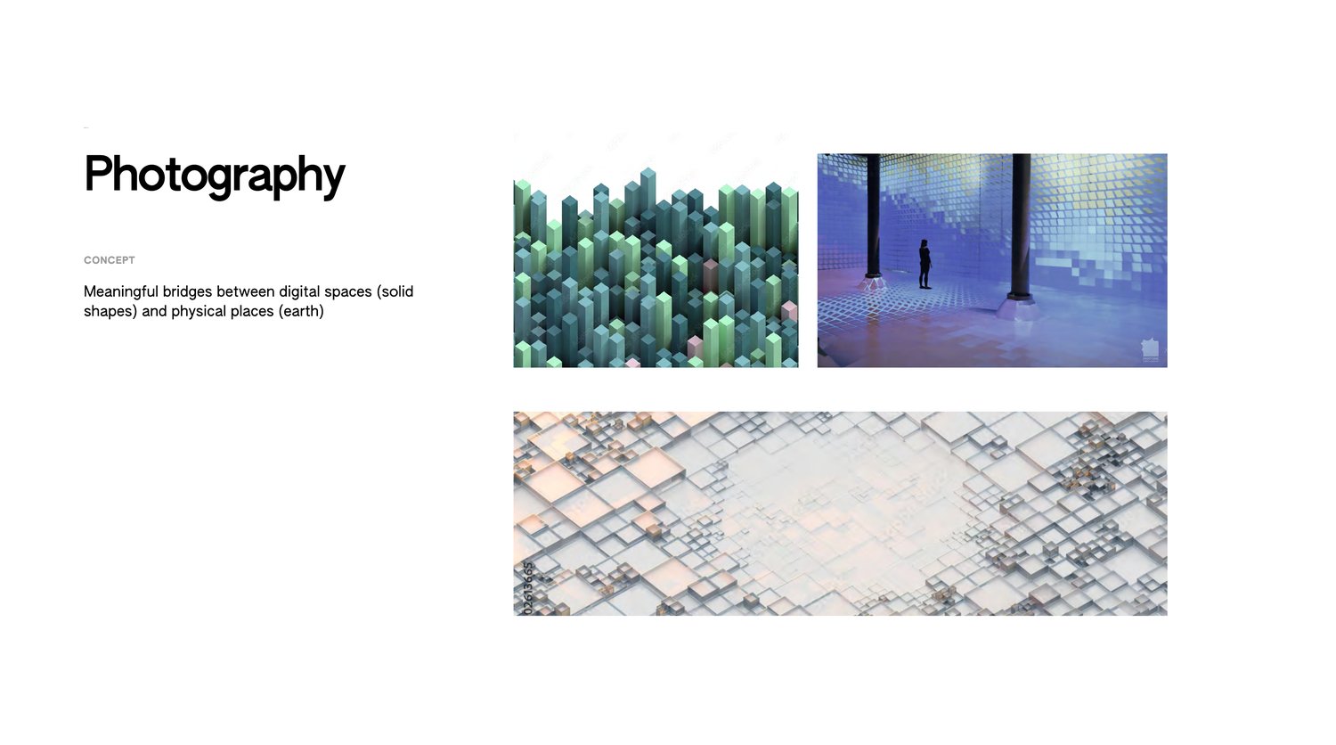 Photography direction with dimensional block landscapes