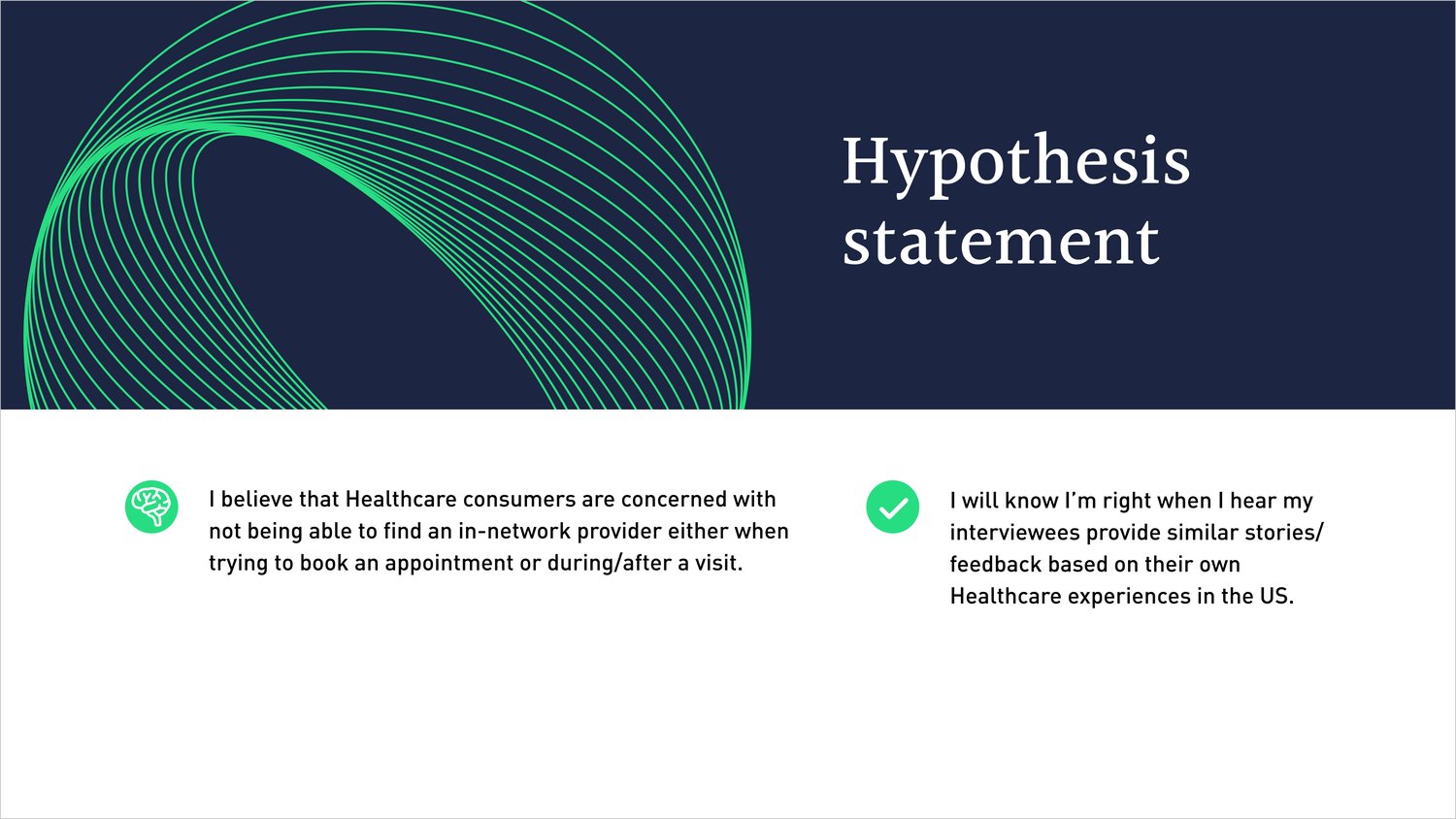 Hypothesis statement with belief and validation criteria
