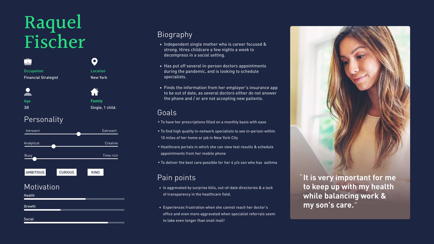 Persona: Raquel Fischer, financial strategist in New York